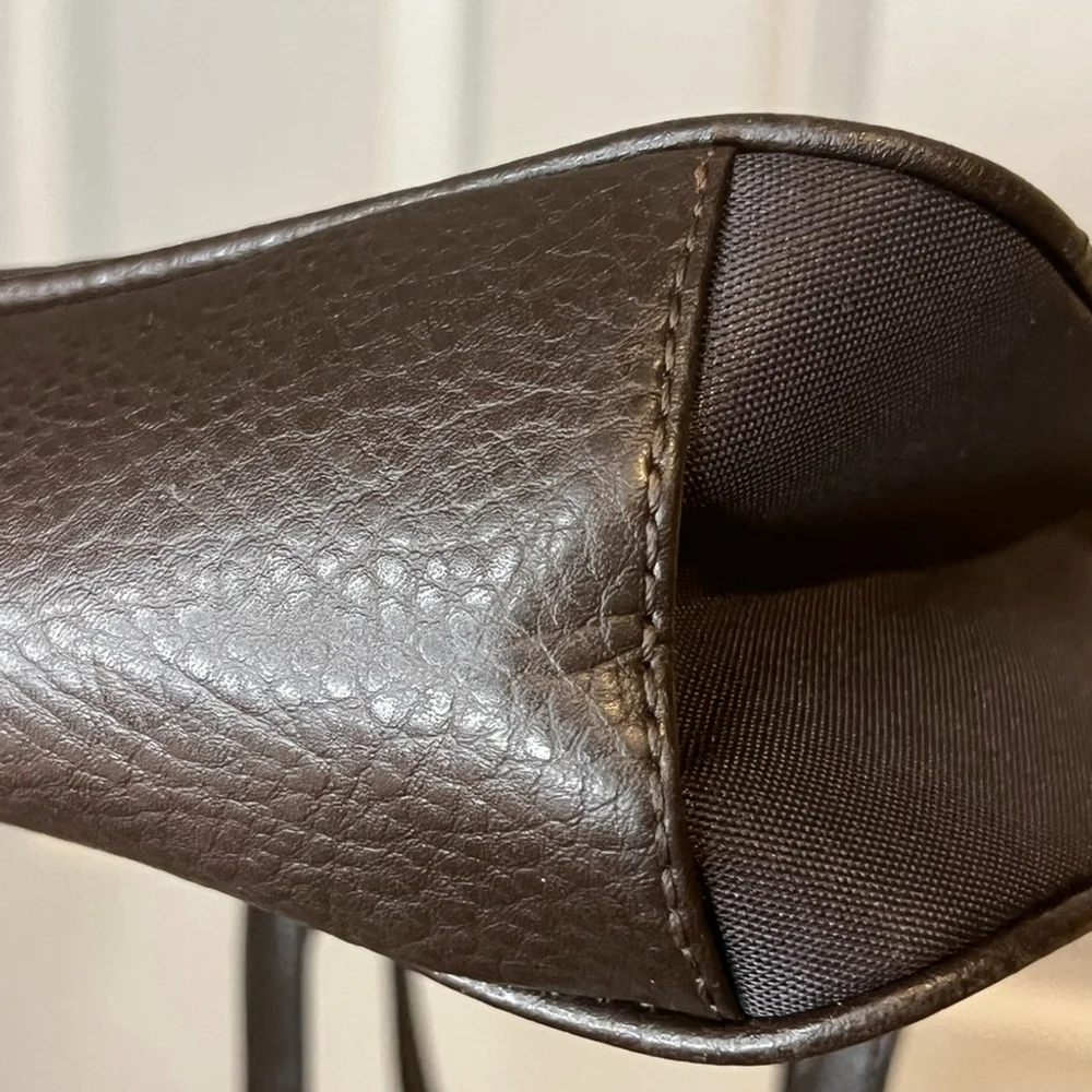 Etienne Aigner Small Vintage Dark Brown Women's Bag with Pebbled Leather Trim